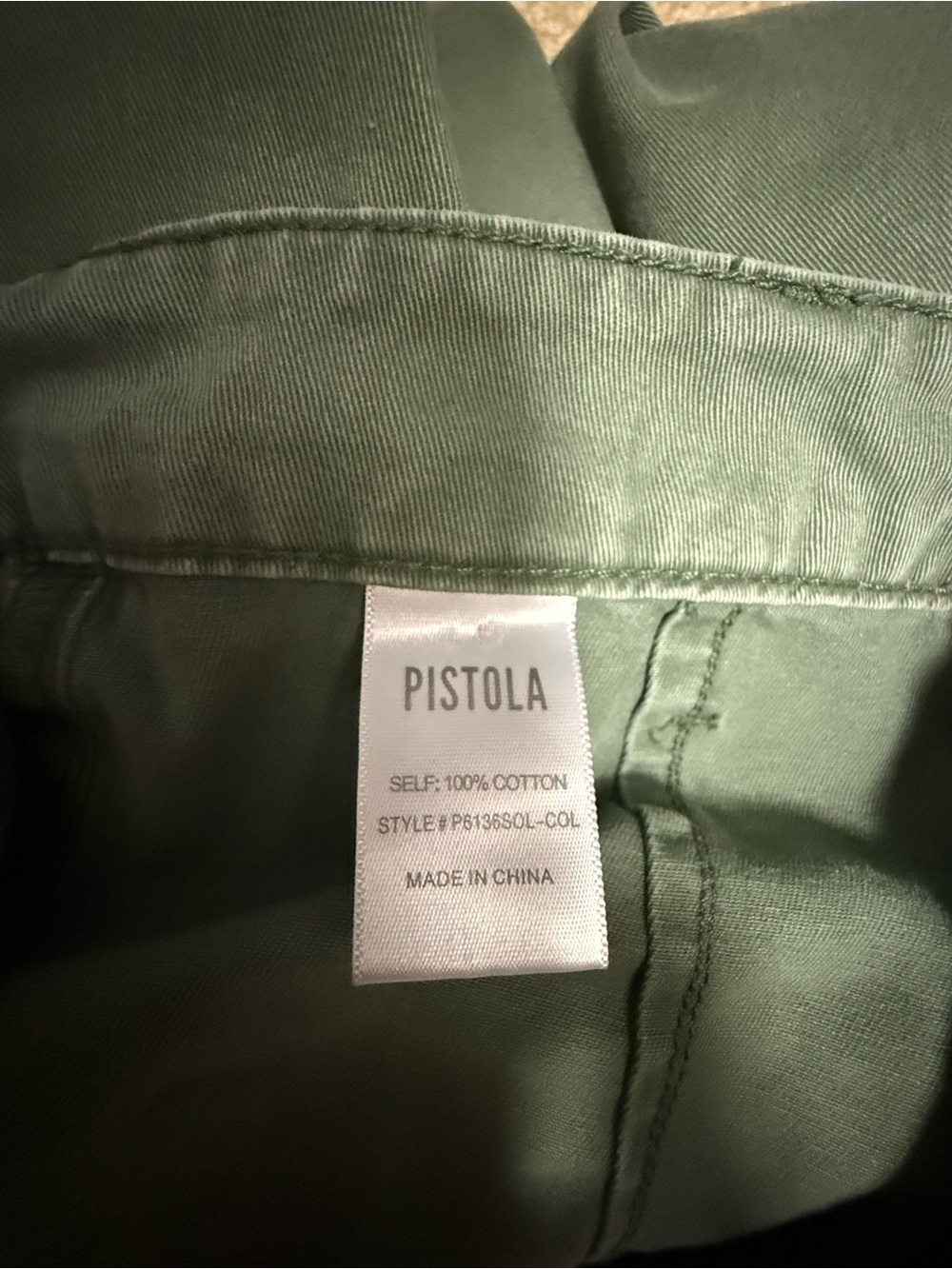 pistola Olive Green Button-Fly Utility Chinos - Picture 4 of 5